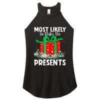 Most Likely To Shake The Presents Christmas Family Women's Perfect Tri Rocker Tank