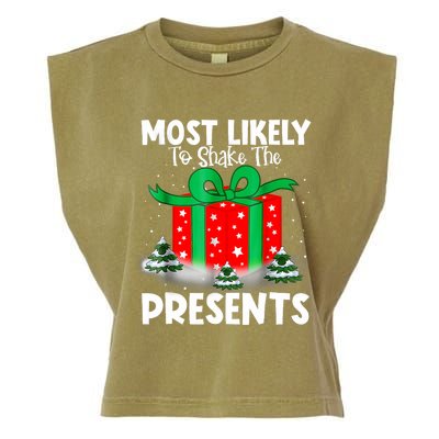 Most Likely To Shake The Presents Christmas Family Garment-Dyed Women's Muscle Tee