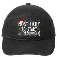 Most Likely To Start The Shenanigans Funny Family Christmas 7-Panel Snapback Hat