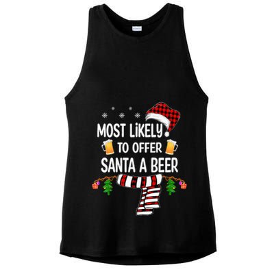 Most Likely To Offer Santa A Beer Funny Family xmas  Ladies PosiCharge Tri-Blend Wicking Tank