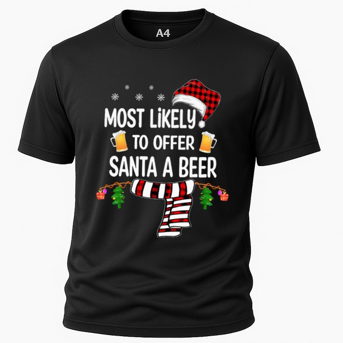 Most Likely To Offer Santa A Beer Funny Family xmas  Cooling Performance Crew T-Shirt