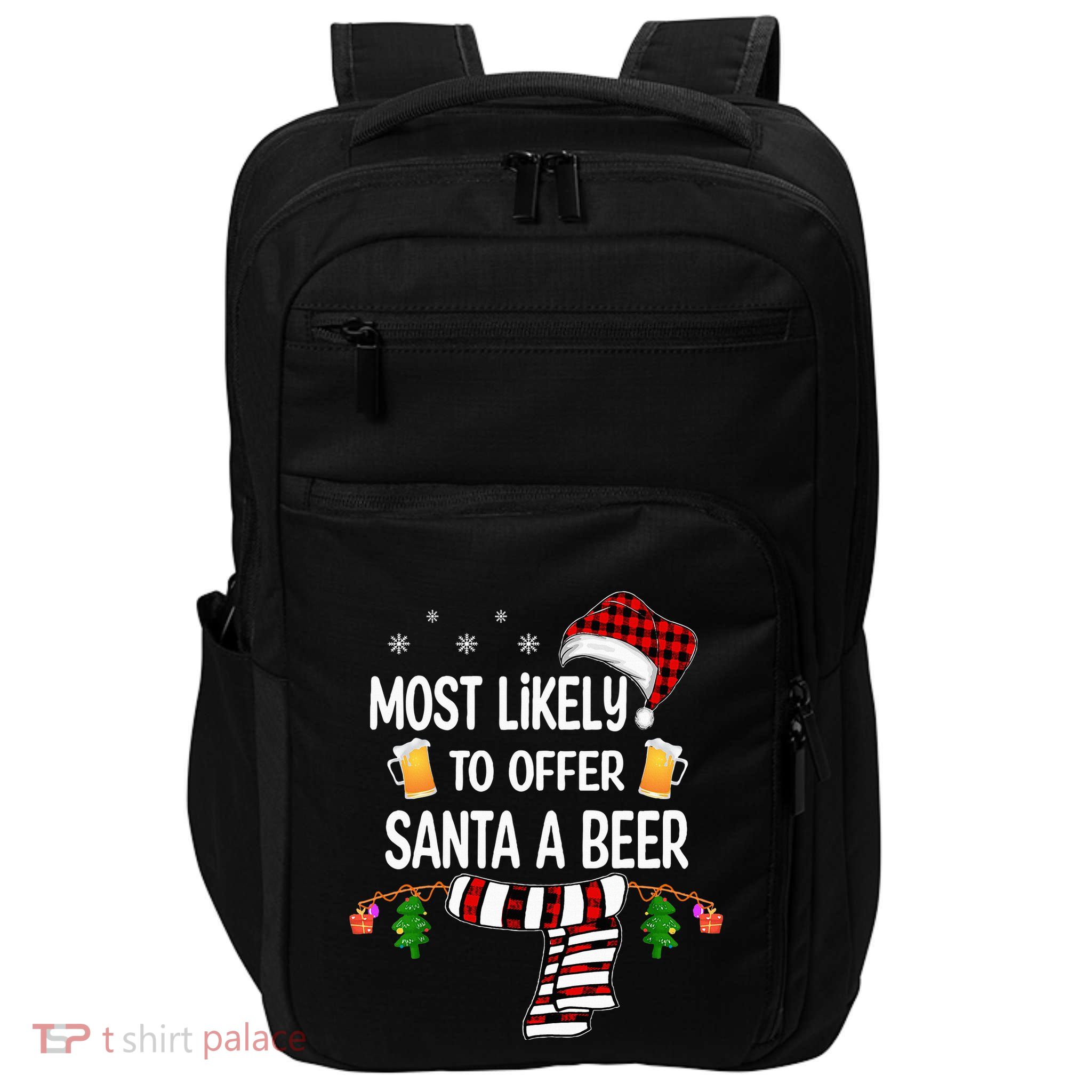 Most Likely To Offer Santa A Beer Funny Family xmas  Impact Tech Backpack