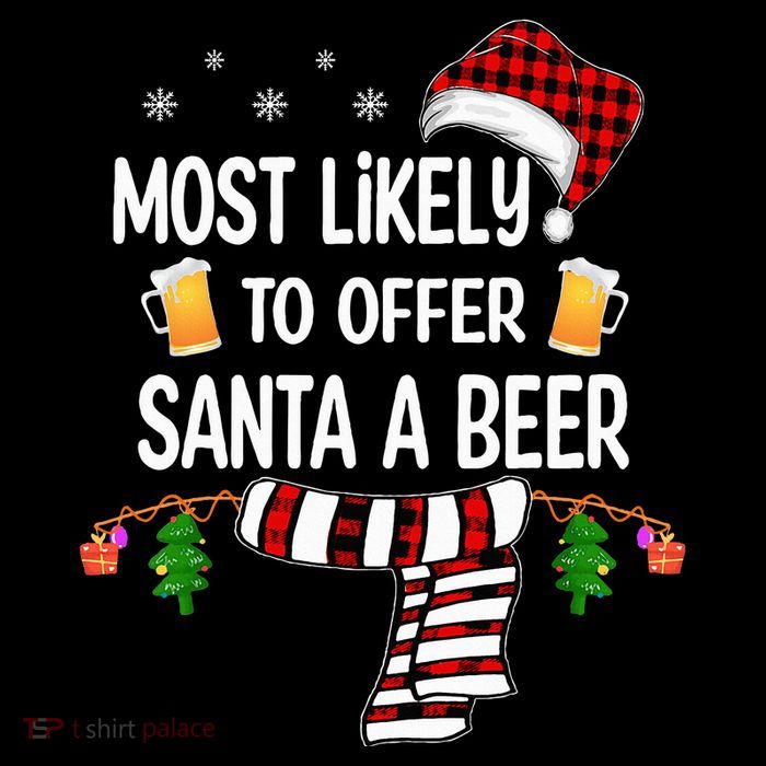 Most Likely To Offer Santa A Beer Funny Family xmas  Drawstring Bag