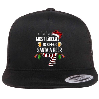 Most Likely To Offer Santa A Beer Funny Family xmas  Flatbill Hat