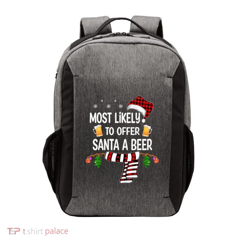 Most Likely To Offer Santa A Beer Funny Family xmas  Vector Backpack