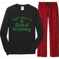 Most Likely To Drink All The Whiskey Family St Patricks Day Long Sleeve Pajama Set