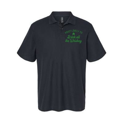 Most Likely To Drink All The Whiskey Family St Patricks Day Softstyle Adult Sport Polo