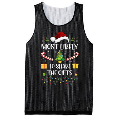 Most Likely To Shake The Gifts Matching Family Christmas Mesh Reversible Basketball Jersey Tank