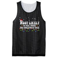 Most Likely To Peek Under The Christmas tree Family Xmas Mesh Reversible Basketball Jersey Tank