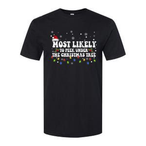 Most Likely To Peek Under The Christmas tree Family Xmas Softstyle CVC T-Shirt