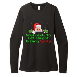 Most Likely To Get Caught Kissing Santa Funny Christmas Womens CVC Long Sleeve Shirt