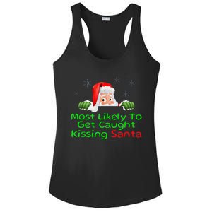 Most Likely To Get Caught Kissing Santa Funny Christmas Ladies PosiCharge Competitor Racerback Tank