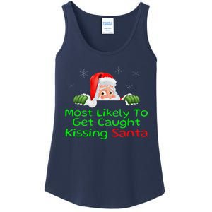 Most Likely To Get Caught Kissing Santa Funny Christmas Ladies Essential Tank