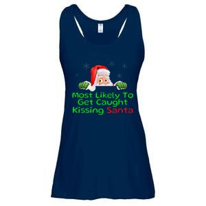 Most Likely To Get Caught Kissing Santa Funny Christmas Ladies Essential Flowy Tank