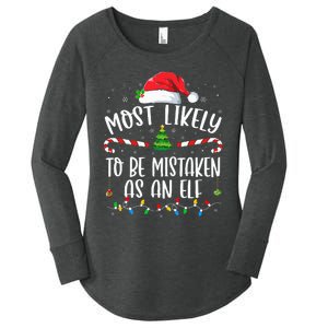 Most Likely To Be Mistaken As An Elf Family Christmas Women's Perfect Tri Tunic Long Sleeve Shirt