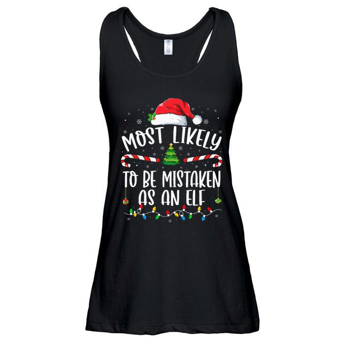 Most Likely To Be Mistaken As An Elf Family Christmas Ladies Essential Flowy Tank