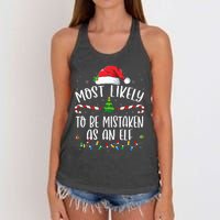 Most Likely To Be Mistaken As An Elf Family Christmas Women's Knotted Racerback Tank