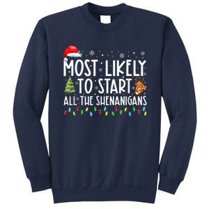 Most Likely To Start All The Shenanigans Family Xmas Holiday Sweatshirt