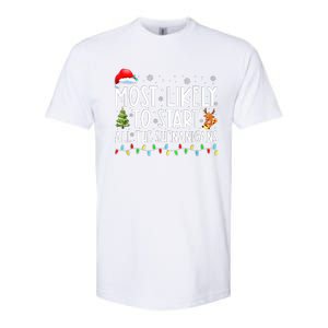 Most Likely To Start All The Shenanigans Family Xmas Holiday Softstyle CVC T-Shirt