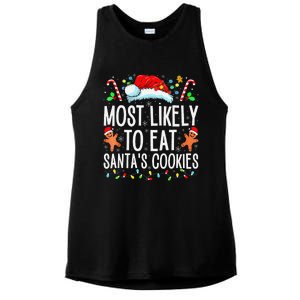 Most Likely To Eat Santas Cookies Family Christmas Holiday Ladies PosiCharge Tri-Blend Wicking Tank