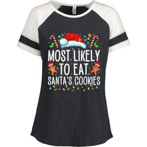 Most Likely To Eat Santas Cookies Family Christmas Holiday Enza Ladies Jersey Colorblock Tee