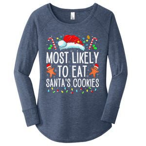 Most Likely To Eat Santas Cookies Family Christmas Holiday Women's Perfect Tri Tunic Long Sleeve Shirt