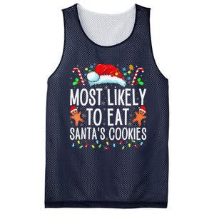 Most Likely To Eat Santas Cookies Family Christmas Holiday Mesh Reversible Basketball Jersey Tank