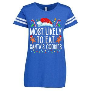 Most Likely To Eat Santas Cookies Family Christmas Holiday Enza Ladies Jersey Football T-Shirt