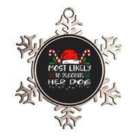 Most Likely To Decorate Her Dog Family Christmas Pajamas Metallic Star Ornament