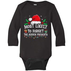 Most Likely To Forget The Hidden Presents Family Christmas Baby Long Sleeve Bodysuit