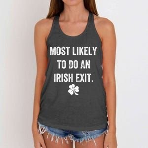 Most Likely To Do An Irish Exit Funny Women's Knotted Racerback Tank