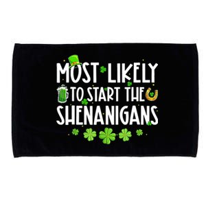 Most Likely To Start The Shenanigans Family St Patrick's Day Microfiber Hand Towel