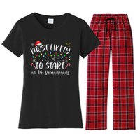 Most Likely To Start All The Shenanigans Family Xmas Holiday Women's Flannel Pajama Set