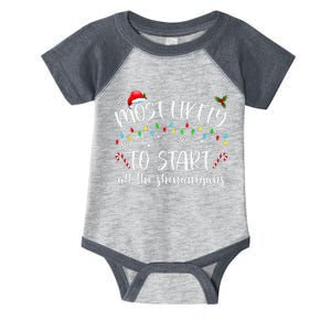 Most Likely To Start All The Shenanigans Family Xmas Holiday Infant Baby Jersey Bodysuit