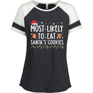 Most Likely To Eat Santas Cookies Family Christmas Holiday Enza Ladies Jersey Colorblock Tee