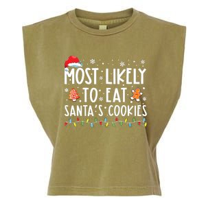 Most Likely To Eat Santas Cookies Family Christmas Holiday Garment-Dyed Women's Muscle Tee