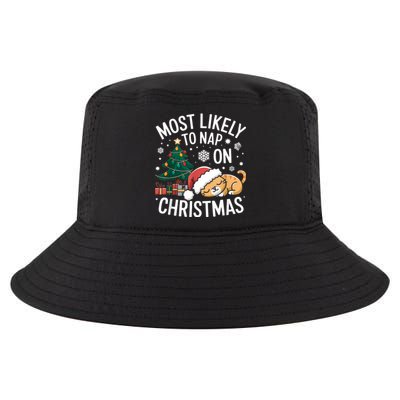 Most Likely To Nap On Christmas Matching Family Christmas Cool Comfort Performance Bucket Hat