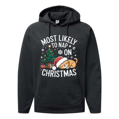 Most Likely To Nap On Christmas Matching Family Christmas Performance Fleece Hoodie