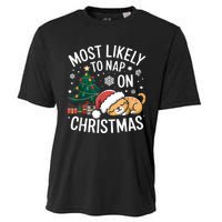 Most Likely To Nap On Christmas Matching Family Christmas Cooling Performance Crew T-Shirt