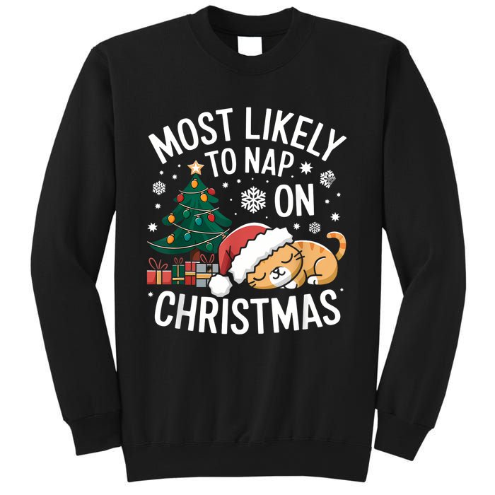 Most Likely To Nap On Christmas Matching Family Christmas Sweatshirt