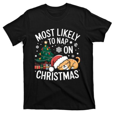 Most Likely To Nap On Christmas Matching Family Christmas T-Shirt