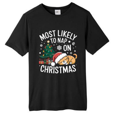 Most Likely To Nap On Christmas Matching Family Christmas Tall Fusion ChromaSoft Performance T-Shirt