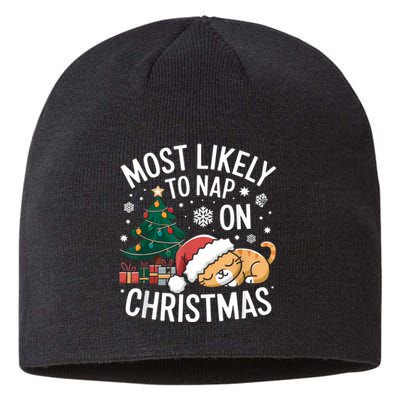 Most Likely To Nap On Christmas Matching Family Christmas Sustainable Beanie