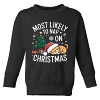 Most Likely To Nap On Christmas Matching Family Christmas Toddler Sweatshirt