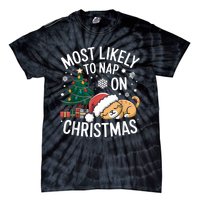 Most Likely To Nap On Christmas Matching Family Christmas Tie-Dye T-Shirt