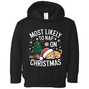 Most Likely To Nap On Christmas Matching Family Christmas Toddler Hoodie