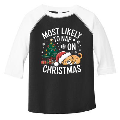 Most Likely To Nap On Christmas Matching Family Christmas Toddler Fine Jersey T-Shirt