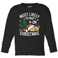 Most Likely To Nap On Christmas Matching Family Christmas Toddler Long Sleeve Shirt