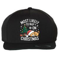 Most Likely To Nap On Christmas Matching Family Christmas Wool Snapback Cap