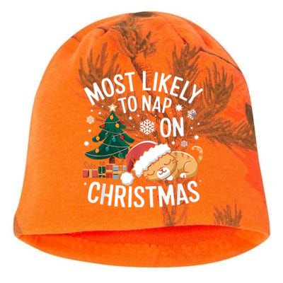 Most Likely To Nap On Christmas Matching Family Christmas Kati - Camo Knit Beanie